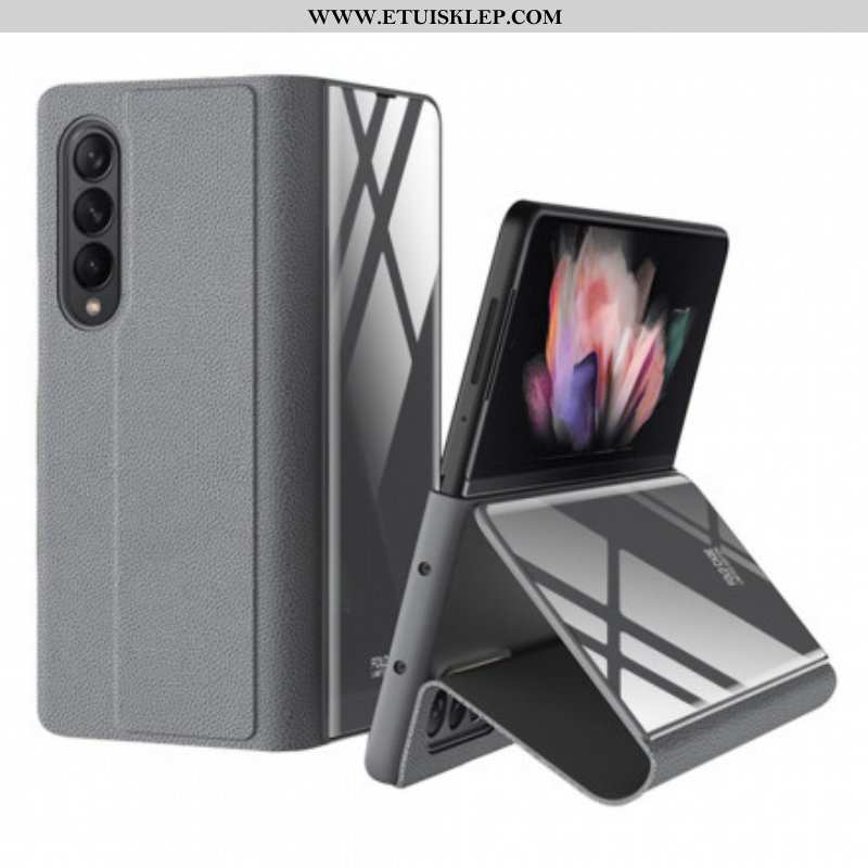 Etui Na Telefon do Samsung Galaxy Z Fold 3 5G Etui Folio Szkło Hartowane I Sztuczna Skóra